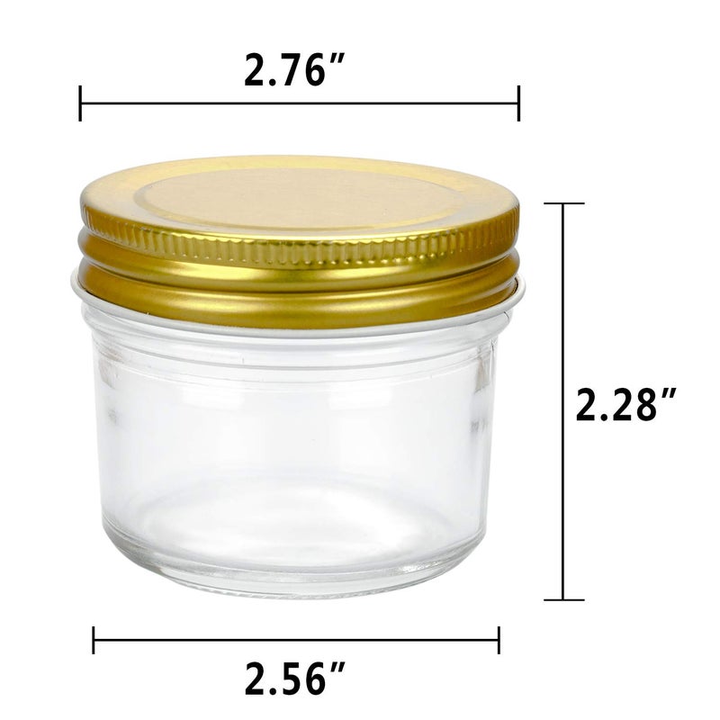 Encheng 4 oz Clear Glass Jars With Lids(Golden),Small Spice Jars For Herb,Jelly,Jams,Wide Mouth Mason Jars Canning Jars For Kitchen Storage 20 Pack - Image 2